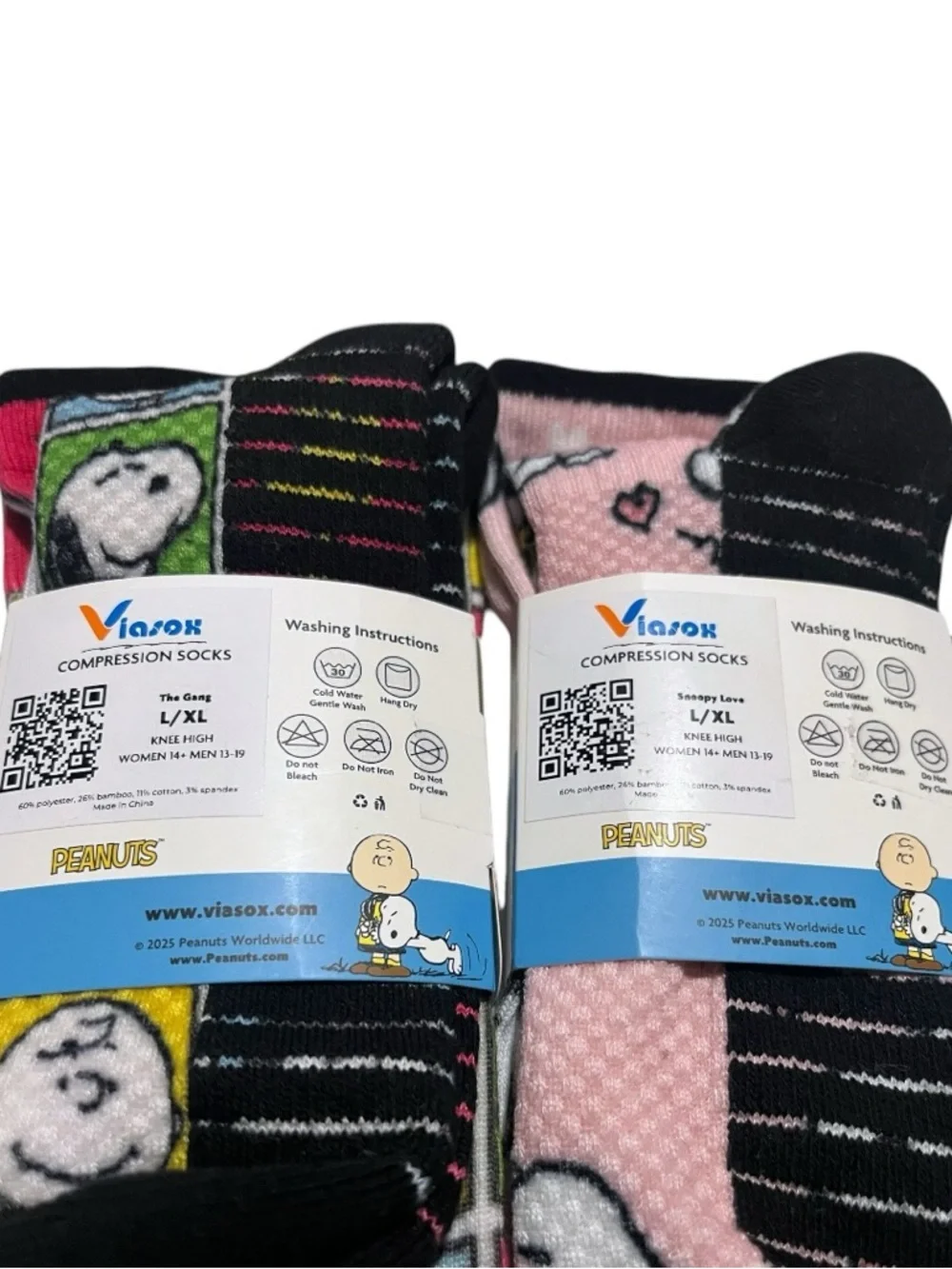 NWT Viasox Unisex Peanuts Compression Knee-High Socks - Sz L/XL